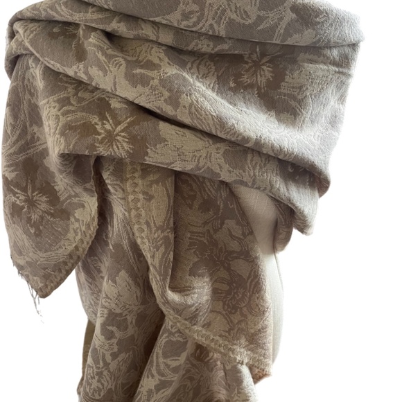 Large Wool Fringed Pashima Wrap Scarf 27x74 RIJKS - Picture 3 of 6